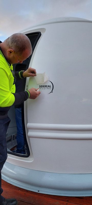 Sidereal Trading sticker is applied