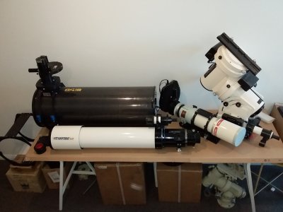 Some nice scopes and mounts on the bench.....Astro Porn