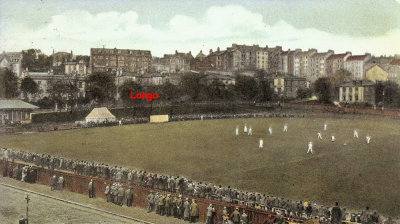 c 1910 Postcard of cricket field at Hamilton Crescent with Langa in background