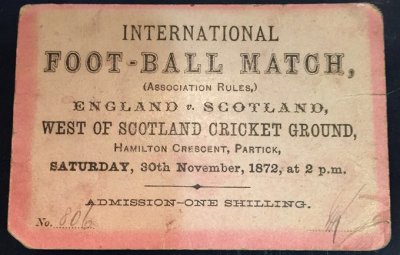 1872 Ticket to football match at Hamilton Crescent