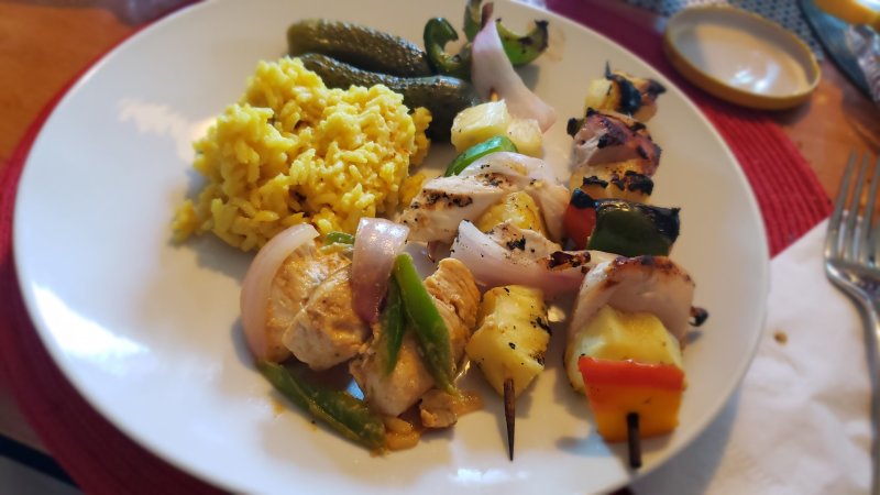Chicken Kabobs with Rice