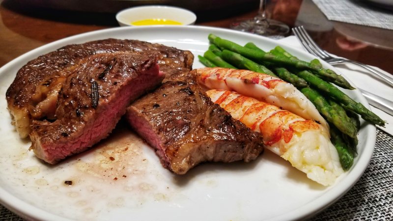 Sous Vide: Ribeye Steak, Lobster Tails & Asparagus