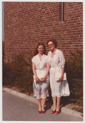 Dagmar Lingblom Wiik (on right) and Carina, May 1981