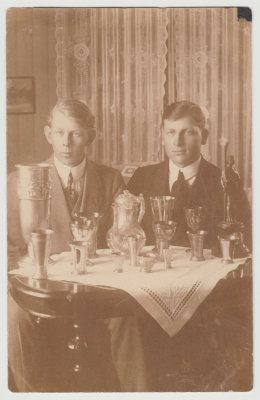 David berg and Lng-Olle Bergeroth with skiing trophies