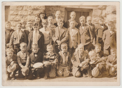 Dave Oberg, Boys Mission Band, April 14, 1928, middle row fifth from left with bow tie