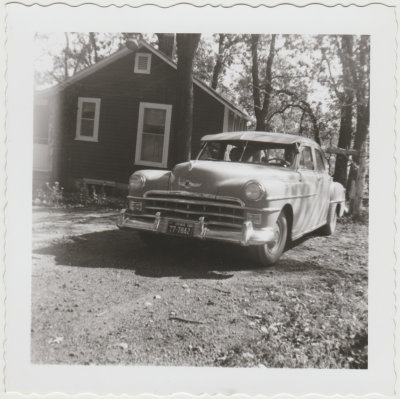 Car at Spirit Lake cabin, Kay's? 1961?