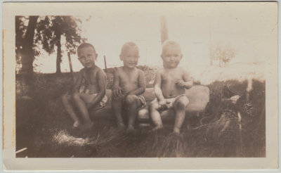 Richard, Leonard and John Veak, It was taken in 1936 when there was so much dust. this was taken at 2pm but it was about dark.