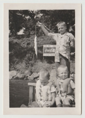 Bob Van Fleet and two other boys with fish