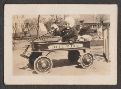 child in wagon