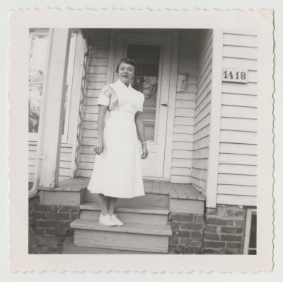 Kay Van Fleet in nursing school uniform