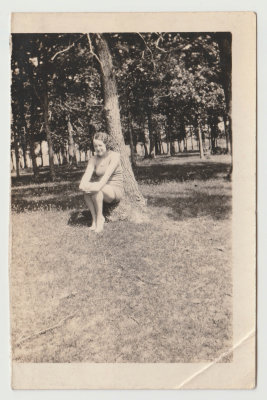 Katherine Oberg in swimsuit, Sherburn, Minnesota, 1929