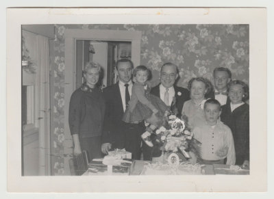 Harold, Katherine Van Fleet, kids and grandkids, 25th wedding anniversary, Sept 5, 1956