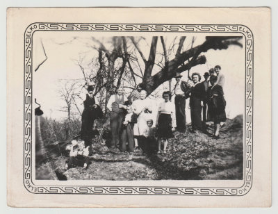 Obergs and Van Fleets at Margaret's parents' farm, Easter, April 1945