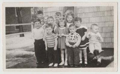 Dave Van Fleet birthday party, Feb 17, 1951, Dave is front row far left