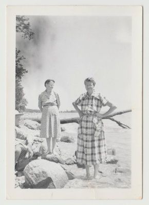 Clara Lingblom Oberg and Beba (Sabina) Lingblom Anderson, June 15, 1950, North end of Spirit Lake