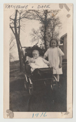 Katherine Oberg and Dave Oberg in stroller 1916