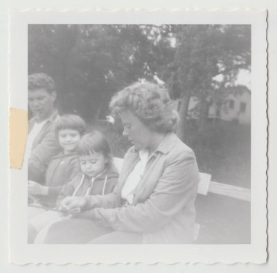 Richard, Diana, Kay Veak and Karen Van Fleet (next to Richard) Spirit Lake 1960