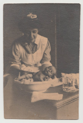 Nurse Miss Sholund with baby Katherine Oberg, July 1910, we believe this is Clara's step cousin, Isabelle Sholund (later Wagaman)