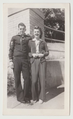 Falke Anderson in uniform (Elna's son) and Dorothy Blomquist