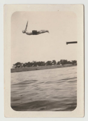 Harold Van Fleet, diving, Avon Lake, 1926 or 27