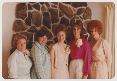 Kay, ?, Nancy, Linda, â€ŒLinda, at Bob and Nancy Van Fleet wedding