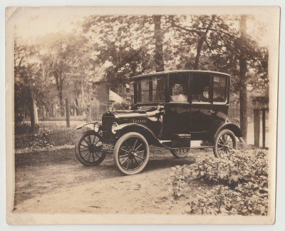 old car with flag