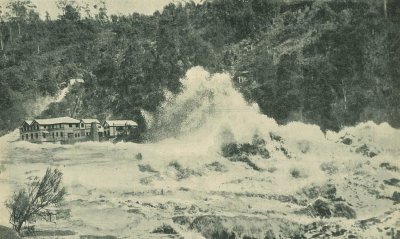 LAUNCESTON The Duck Power Station being inundated by 1911 floodwaters cascading down the South Esk c.1911-002.jpg