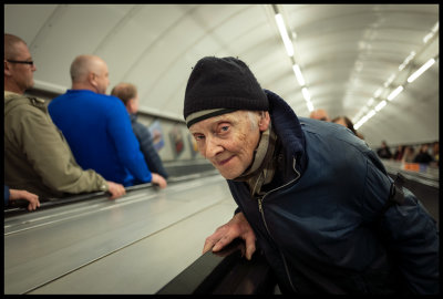 Old man in London subway