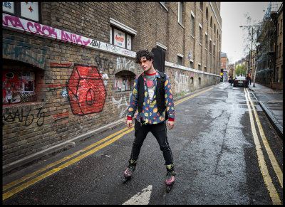 Street Artist with Rollerblades - Brick lane London