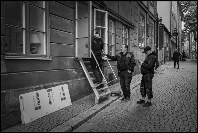Workers in Stockholm Old Town