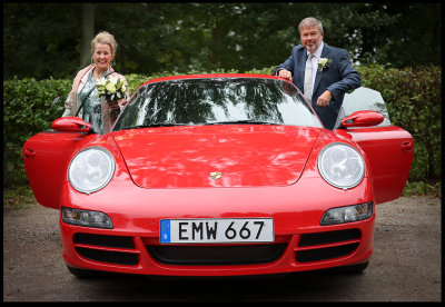 With the Porsche Carrera at Villa Vik - just married 22 September 2021