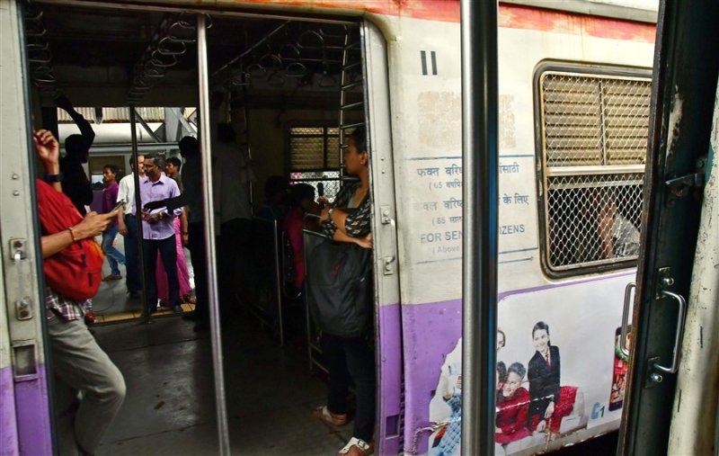 View through a passing train - India_1_7941