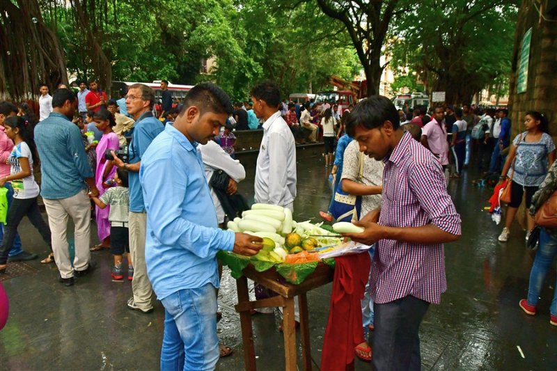 Selling cucumbers, carambolas and papayas - India_1_8144