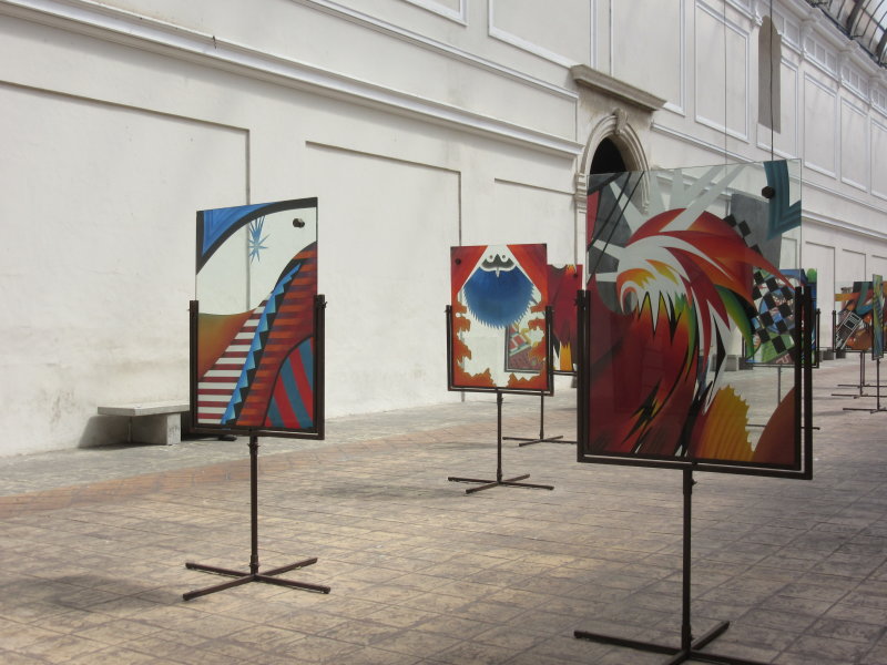 Art from the museum spills out into the Revolutionary gallery - a huge glass covered walkway