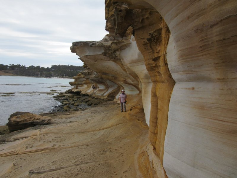 Jackie under the cliffs