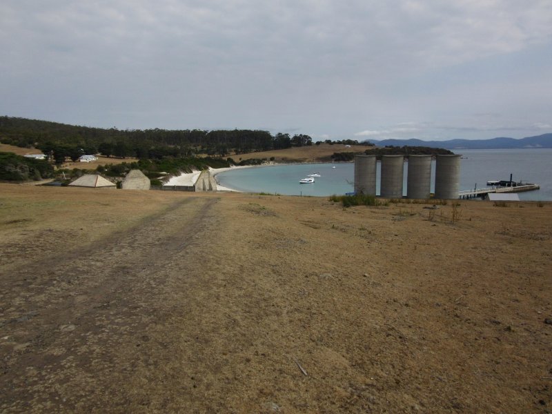 The trail leads us back to Darlington Bay and the old concrete silos