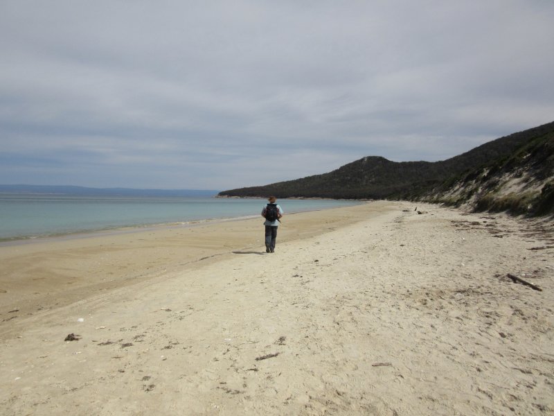 The water is much calmer on this side but still cold