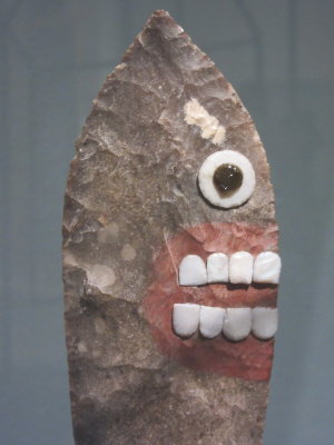 Aztec knife of conch and obsidian - from Templo Mayor, Mexico City