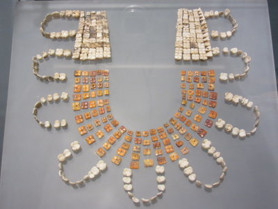 A conch and human teeth collar - from Teotihuacan
