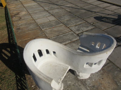 These interesting seats are dotted around the plazas