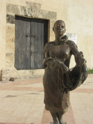 Bronze statues dotted around the walled city