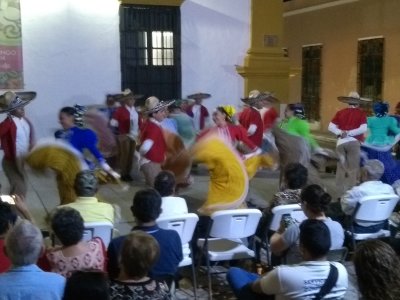 Outside the old church - dancing and music