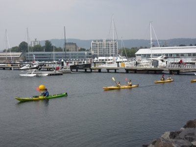 Kayaking in the city docks