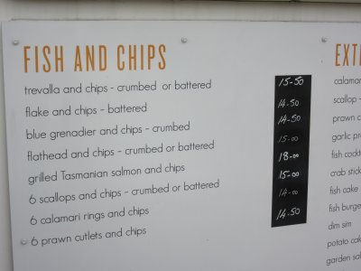 The menu - not the usual UK fish