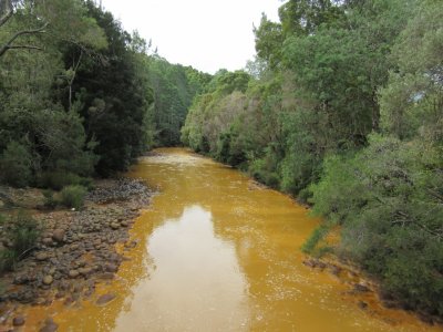 The polluted Queen River is slowly recovering (due to mining)