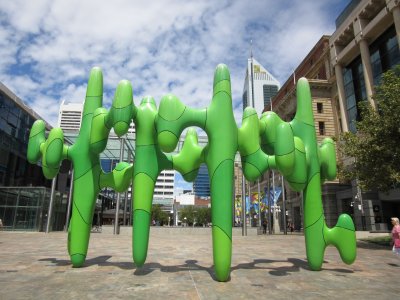 Modern, colourful sculpture