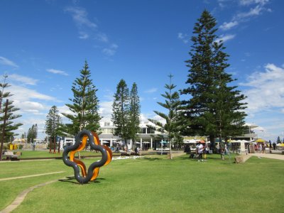 Art sculptures are dotted around the waterfront