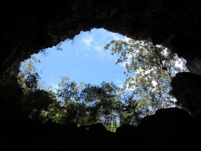 Looking back to the cave entrance