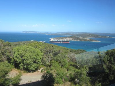 A ship coming into the harbour