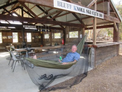 Back at camp - a hammock, a cold beer and a fly net, it doesn't get much better